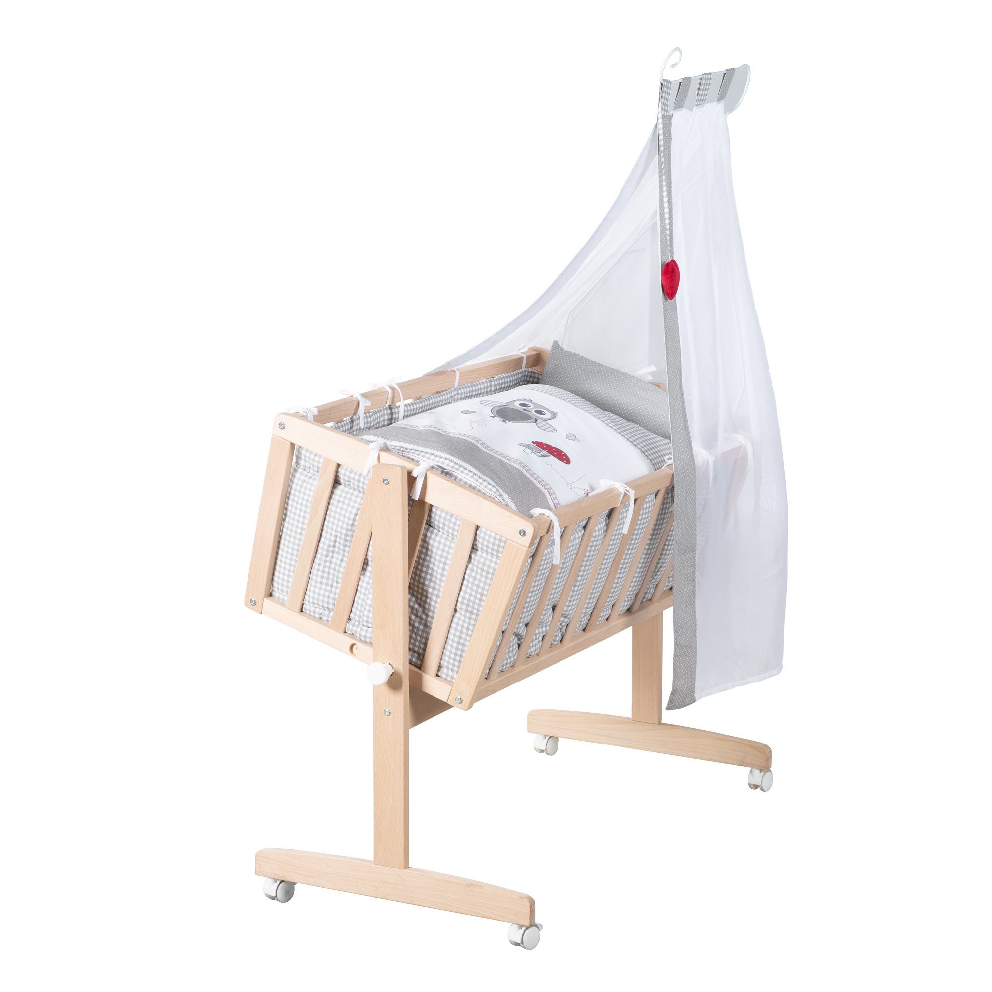 roba® Babybett Komplettwiegenset, mit Rollen inkl. Bettausstattung & Himmel