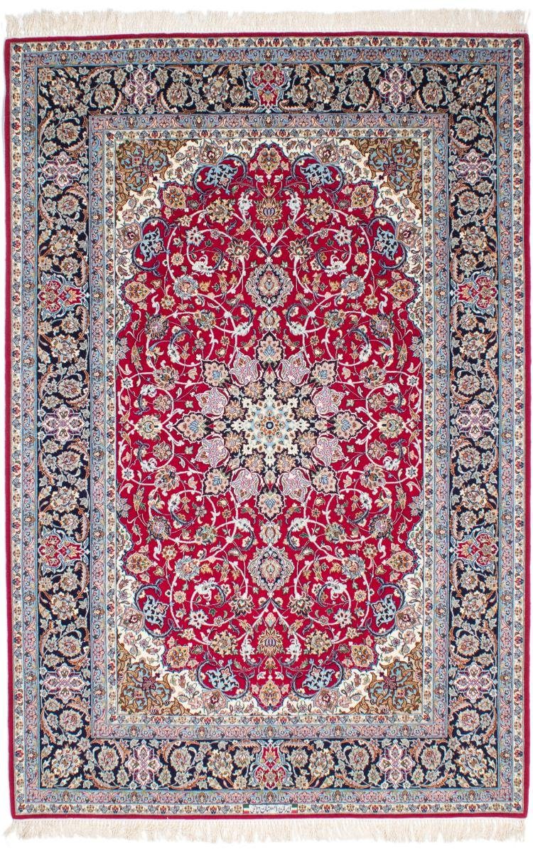 Orientteppich Isfahan Seidenkette 161x239 Handgeknüpfter Orientteppich, Nain Trading, rechteckig, Höhe: 6 mm