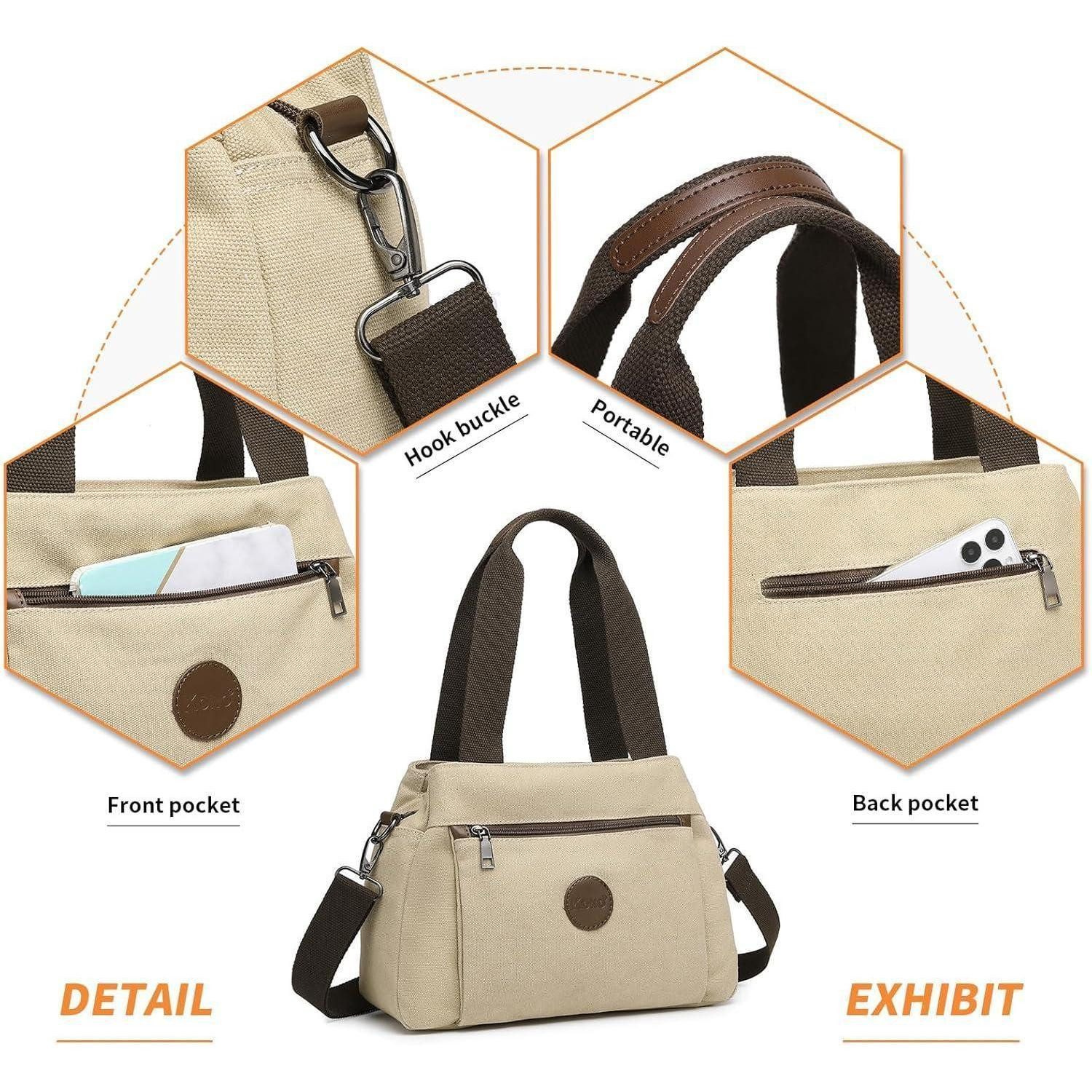 LuxusKollektion Handtasche Handtasche Canvas Schultertasche Frauen Khaki