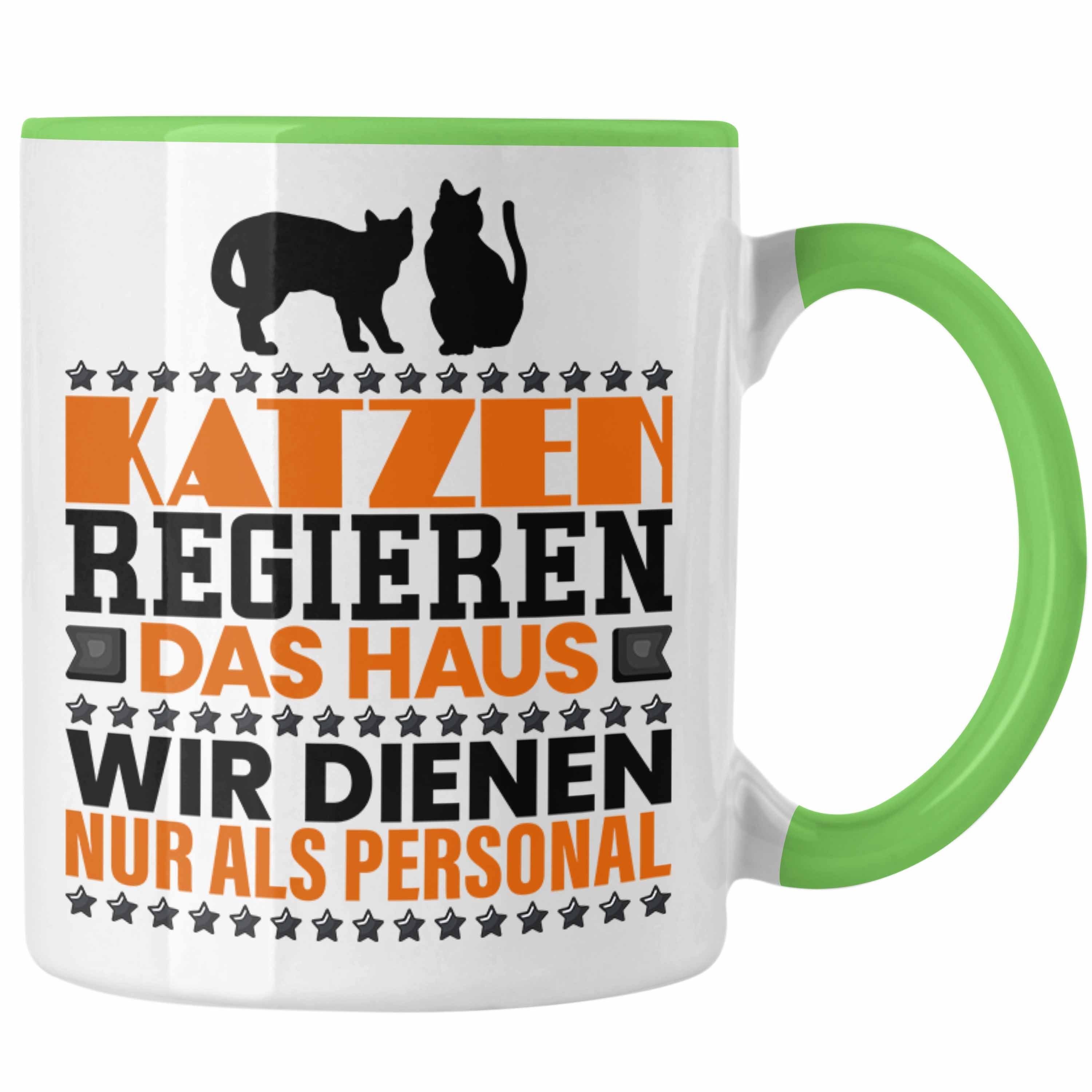 Trendation Tasse Katze Tasse Geschenk Spruch Geschenkidee für Katzen-Mama Papa Katzenli Grün | Teetassen