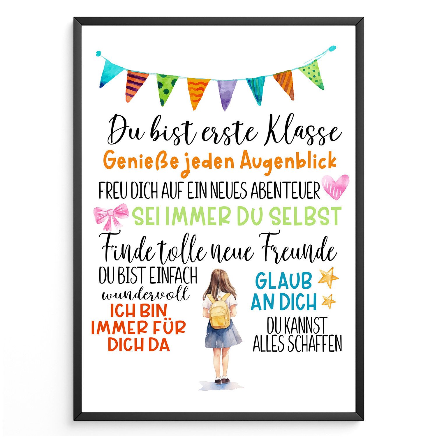 Tigerlino Poster Einschulung Schulanfang Geschenk Mädchen Zuckertüte Schulanfänger