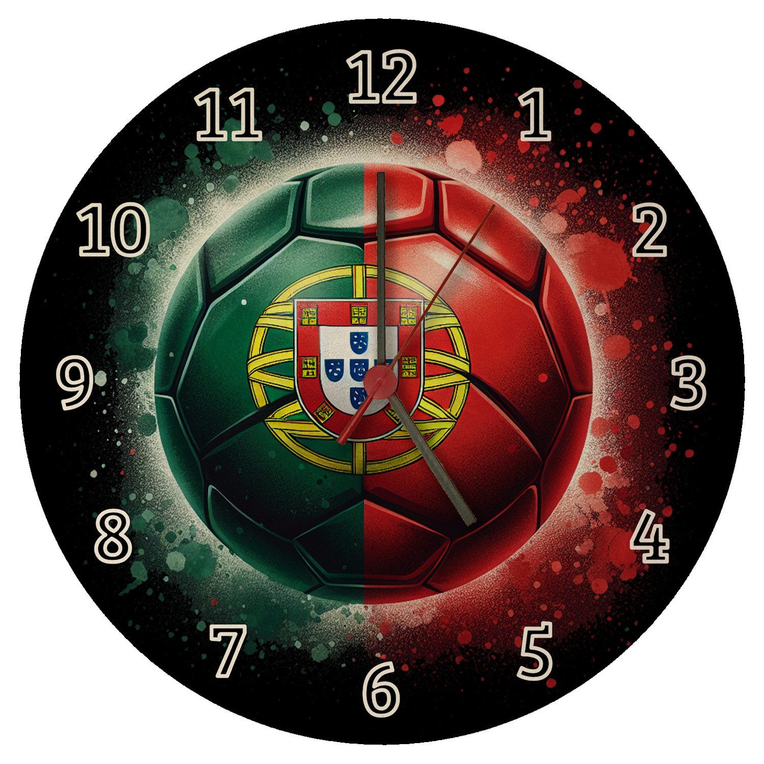 Wanduhr Fußball Portugal Flagge Wanduhr aus MDF