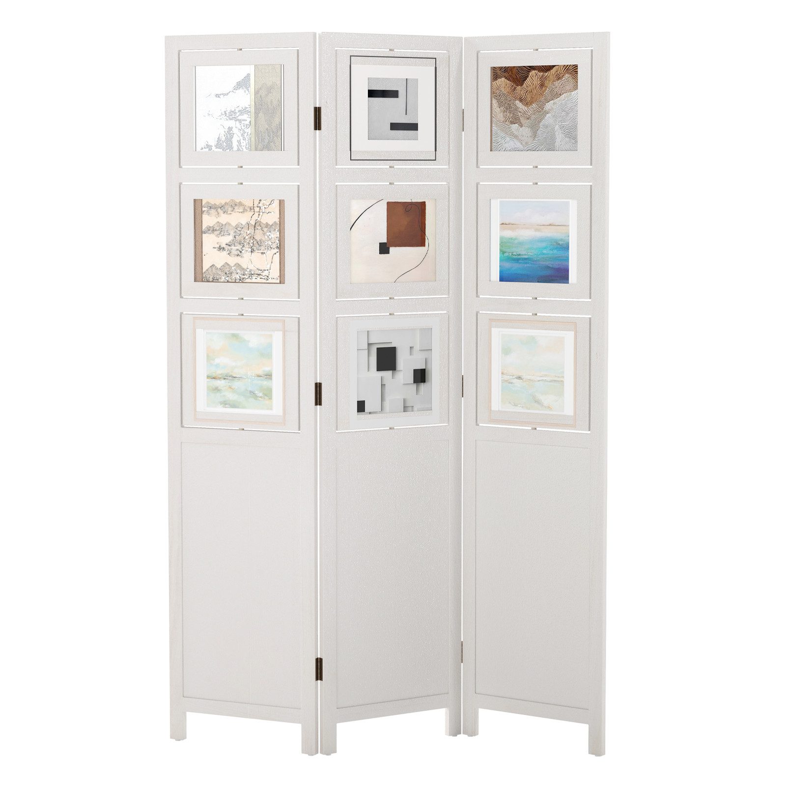 COSTWAY Paravent, 170x121cm, 3 tlg. Raumteiler mit 9 Fotorahmen klappbar günstig online kaufen