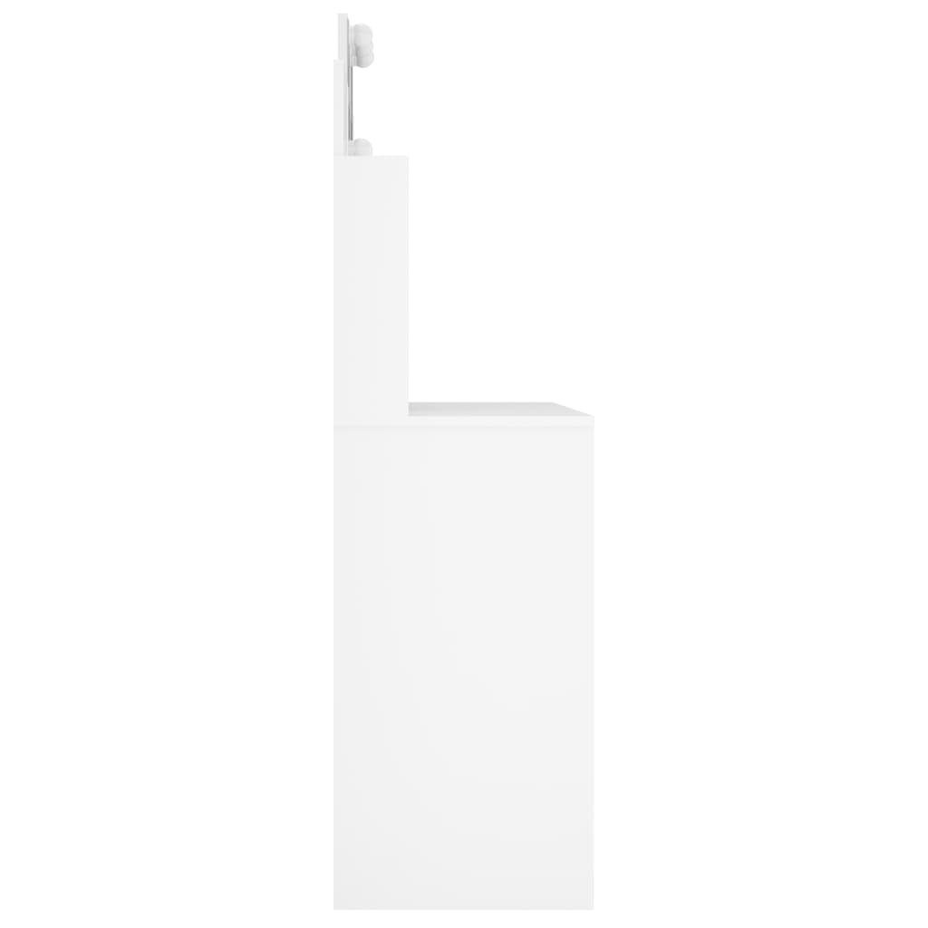 96x40x142 | Hochglanz-Weiß Schminktisch mit Schminktisch Hochglanz-Weiß LED vidaXL (1-St) cm Hochglanz-Weiß