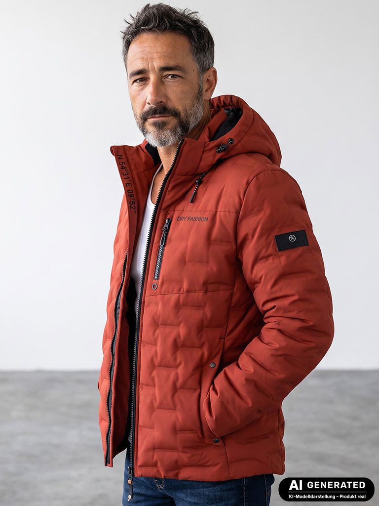 Dry Fashion Steppjacke Esbjerg Herren Jacke gesteppt - Winterjacke Outdoor-Jacke Steppung Gefüttert, Atmungsaktiv, 2-Wege-Reißverschluss, Abnehmbare Kapuze