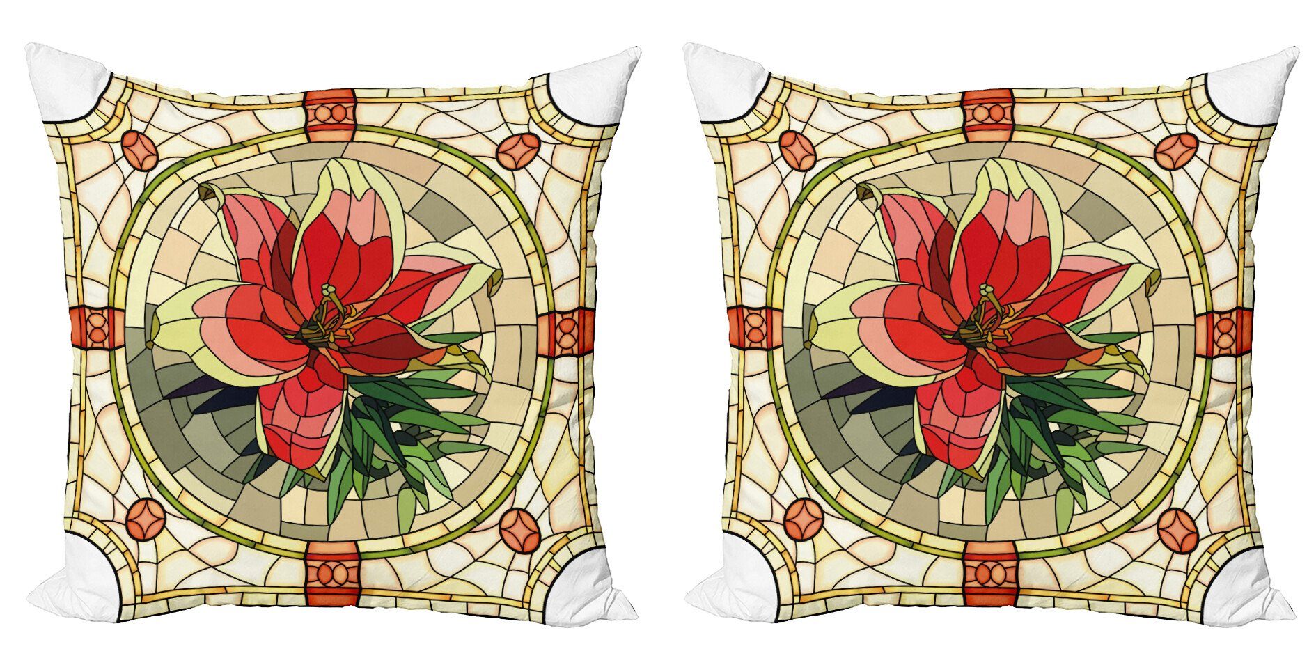 Kissenbezüge Modern Accent Doppelseitiger Digitaldruck, Abakuhaus (2 Stück), Bunt Blume Lilien-Blätter