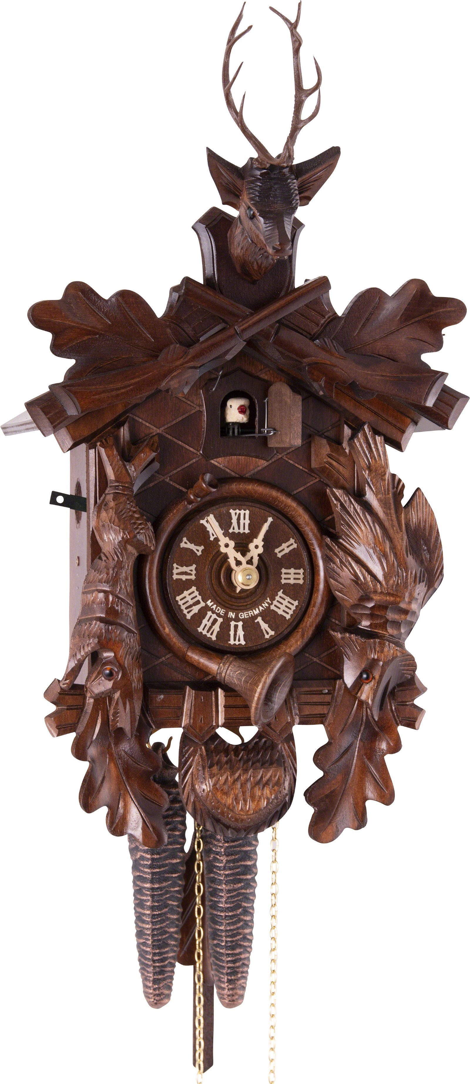 Hekas Wanduhr Kuckucksuhr geschnitzt 1-Tag-Uhrwerk 38cm von Hekas