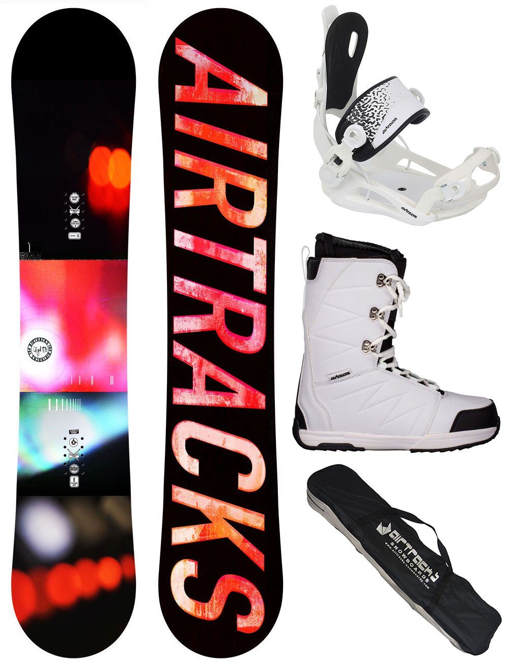 Airtracks Snowboard »Damen Snowboard Komplett Set Lights Rocker »Mod. 22/23« (4erPack), Hybrid