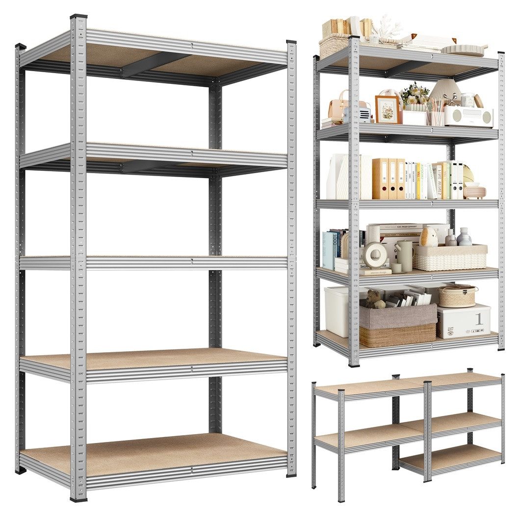 Yaheetech Schwerlastregal Lagerregal mit 4/5 Ebenen, Standregal mit Flexibler Konfiguration, Max. Belastbarkeit: 875kg