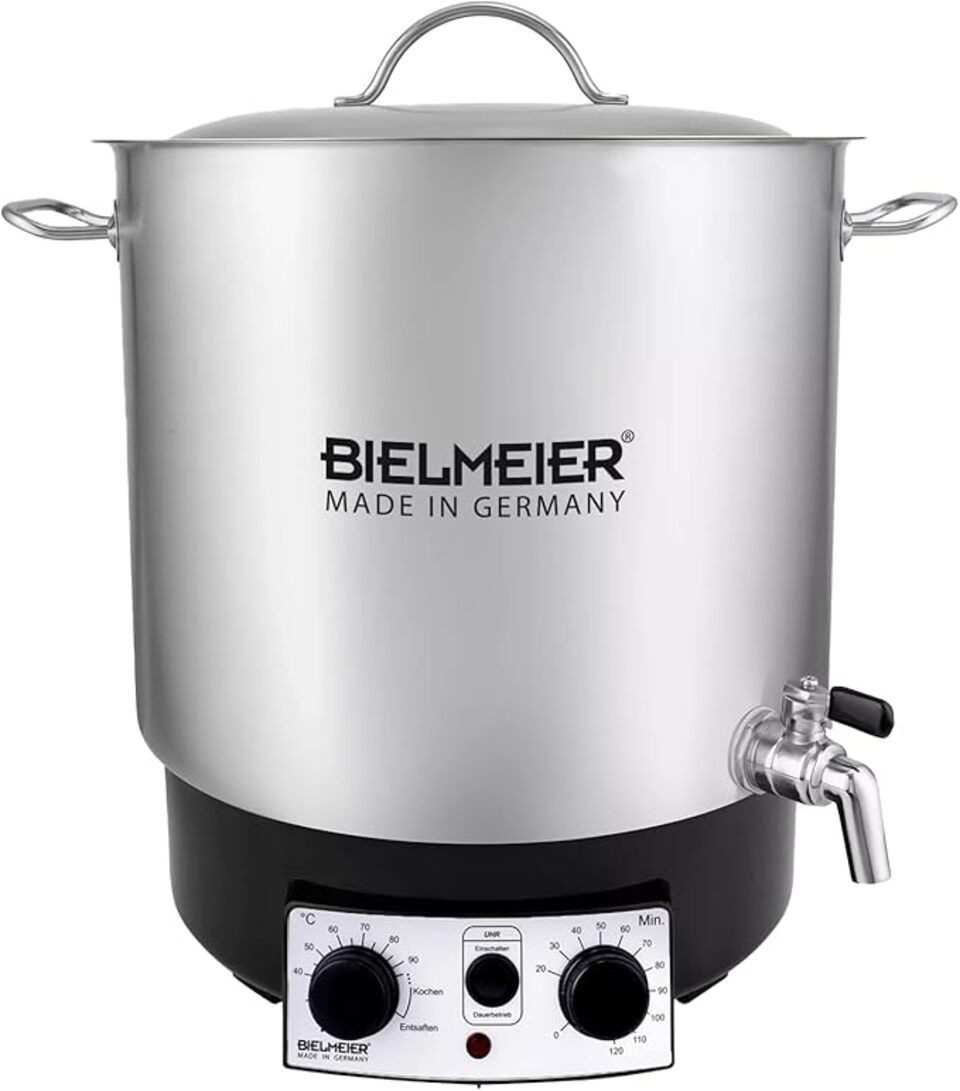 Bielmeier Einkochautomat einwecken einkochen Edelstahl Metalldeckel, 1800 W, Zeituhr Timer Auslaufhahn 3/4" Edelstahl BHG 695.3 (B695300)