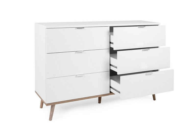 Finori Sideboard Kommode 2 Oslo, Skandinavisch, weiß / Sonoma Eiche