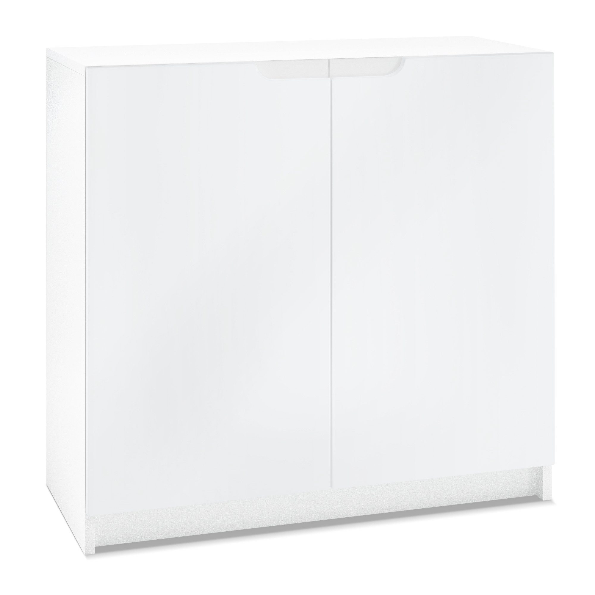 Vladon Kommode Logan (Kommode, mit 2 Türen), Weiß matt/Weiß matt (82 x 78 x 37 cm)