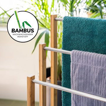 bremermann Handtuchhalter Stand-Handtuchhalter freistehend, 3 Stangen, Handtuchständer, Bambus