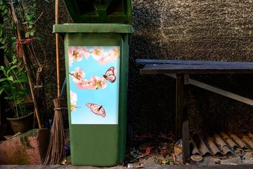 MuchoWow Wandsticker Schmetterlinge - Baum - Blumen (1 St), Mülleimer-aufkleber, Mülltonne, Sticker, Container, Abfalbehälter