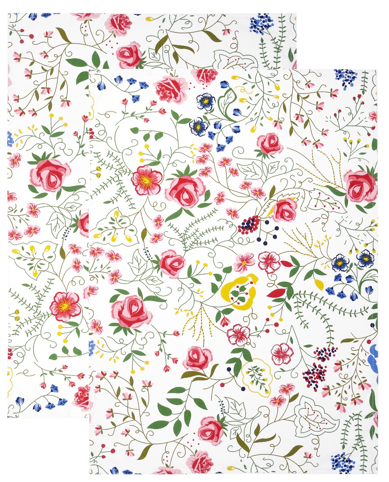 Lashuma Geschirrtuch Blumenranke, (Set, 2-tlg), Weiches Küchenset, Geschirrhandtücher 48x68 cm