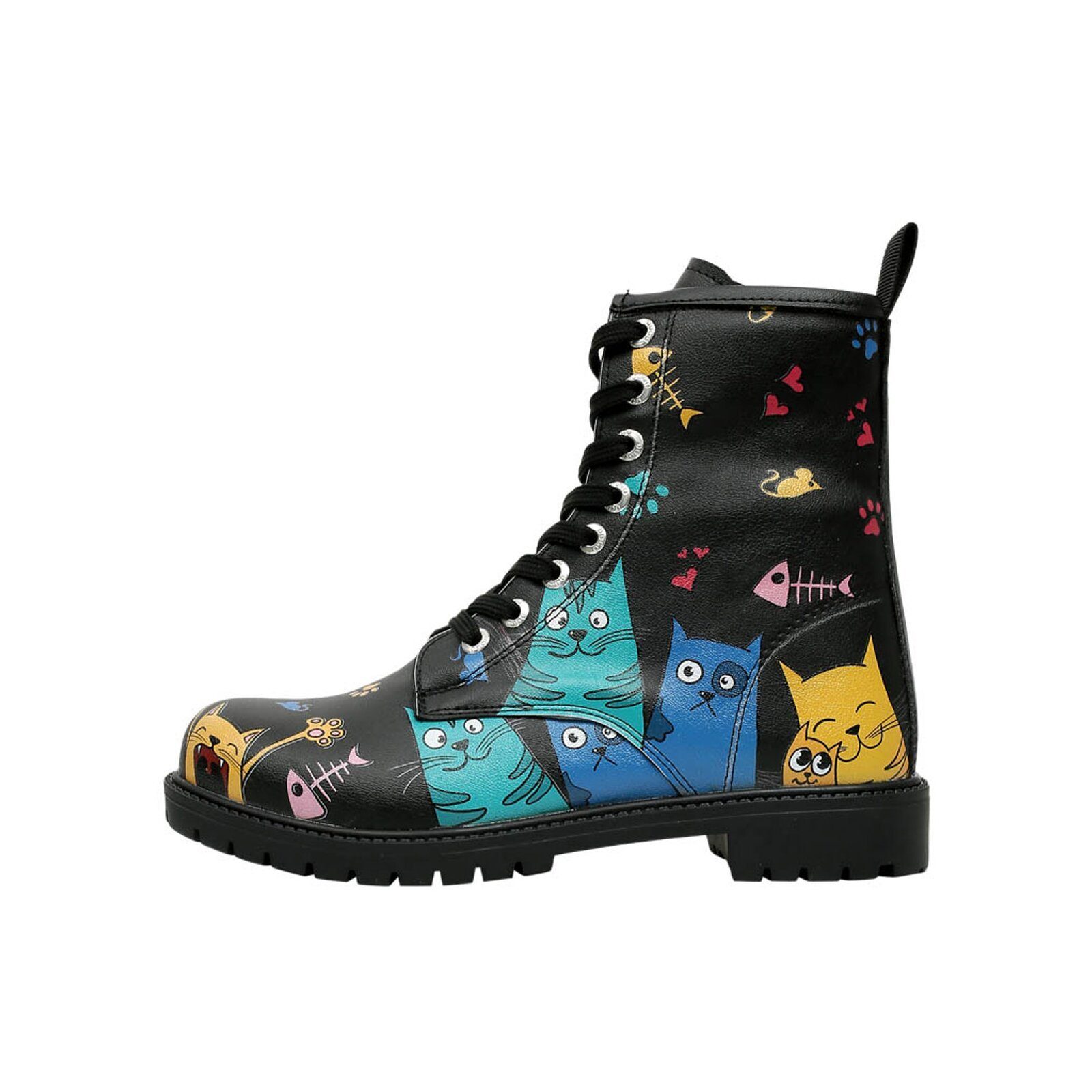 DOGO Black Longe Boots Schnürstiefel Go Back To Being Yourself Damen Schnürboots Handgefertigt
