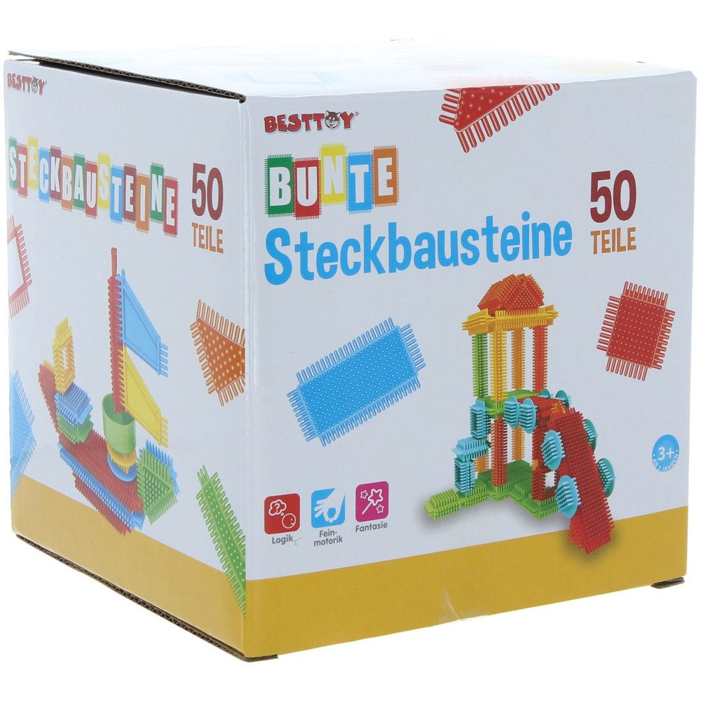 Besttoy Besttoy - Bunte Steckbausteine - 50 Teile Konstruktionsspielsteine