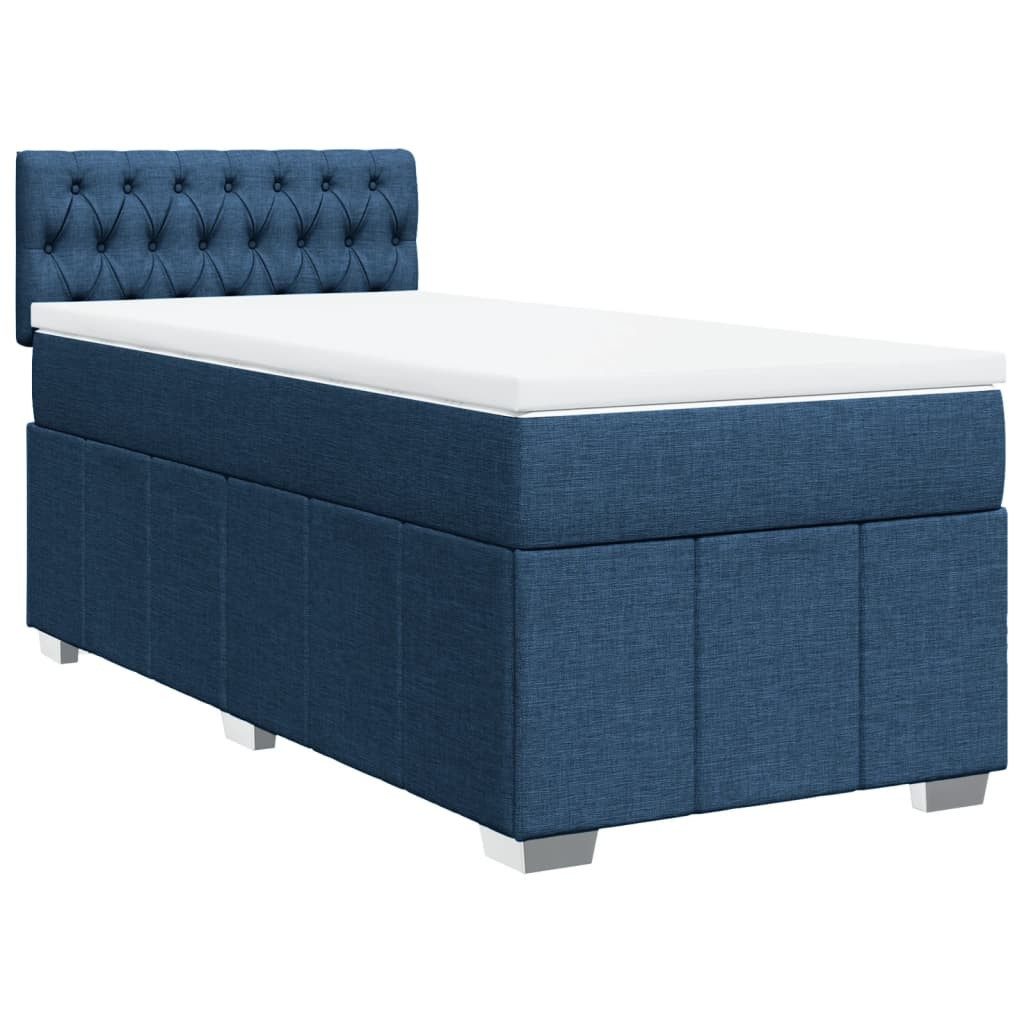 Bett Boxspringbett mit Matratze Blau 100x200 cm Stoff