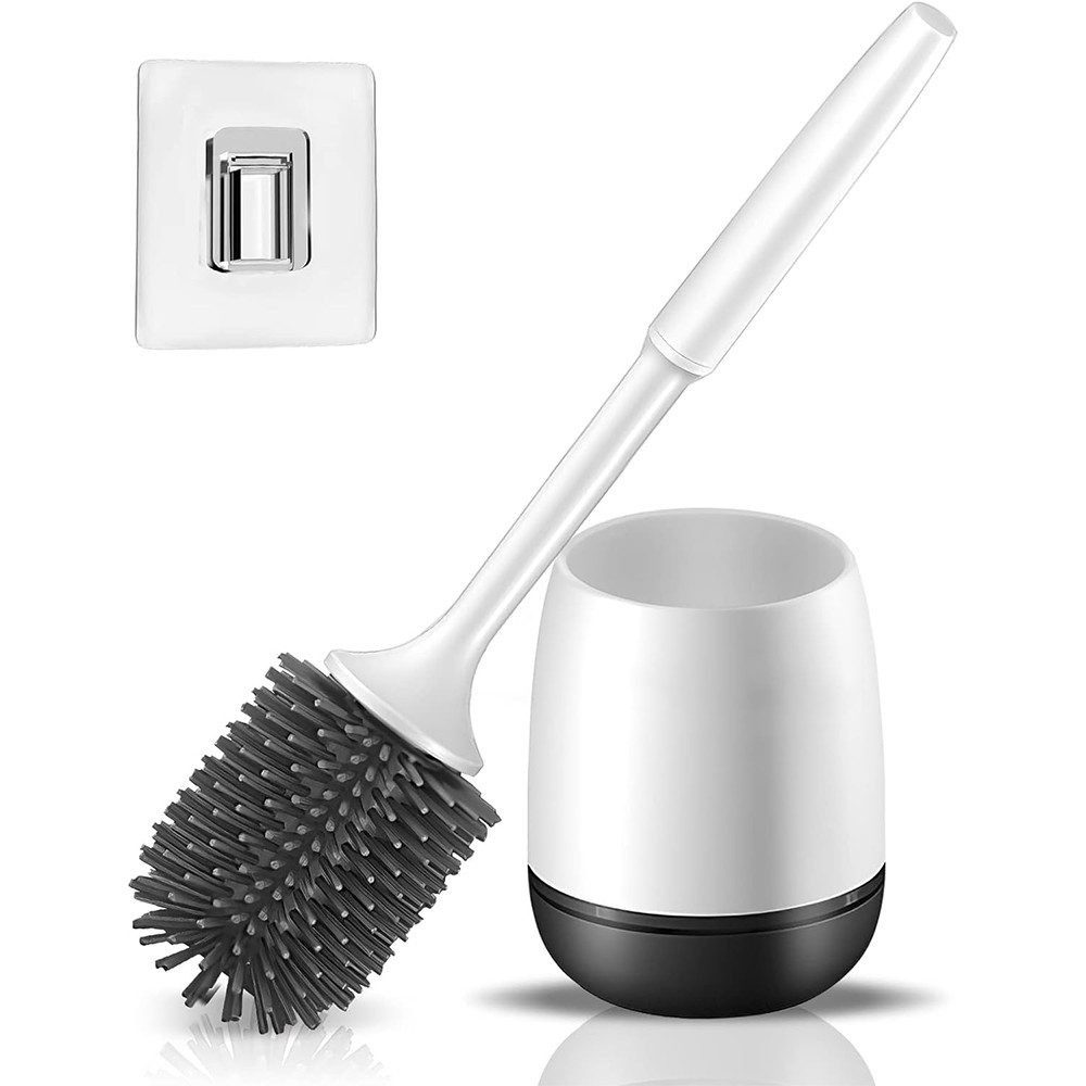 Wand-WC-Befestigung WC Bürste mit Halter Silikon Toilettenbürste Set Lange Stiel klobürst