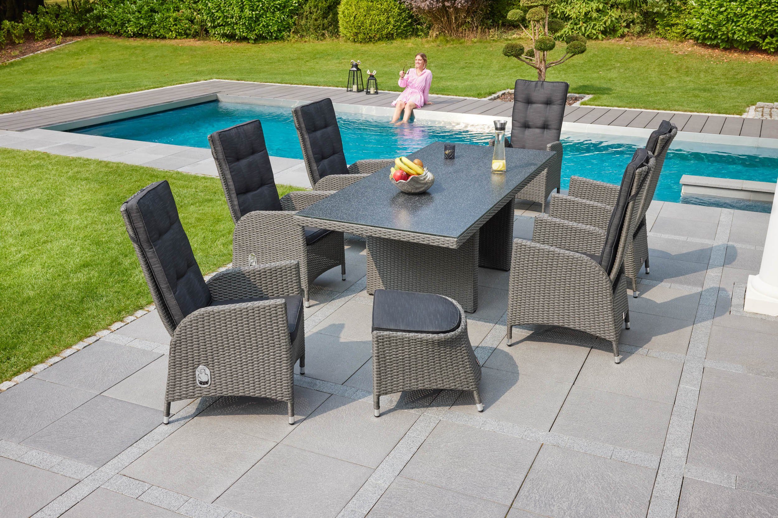 LC Garden Garten-Essgruppe LC Garden »Barcelona« Dining Set II grau-mix Sitzgruppe Gartenset
