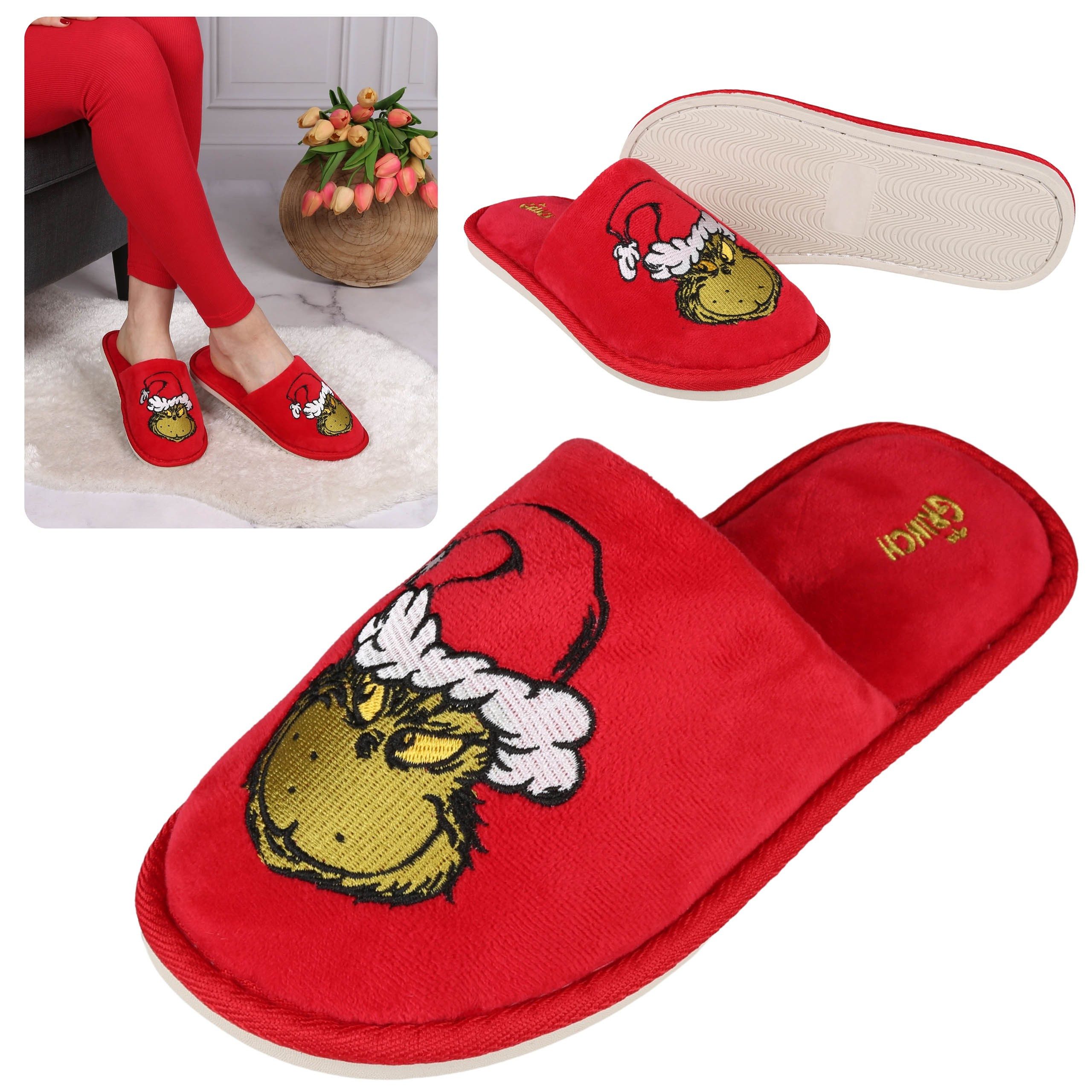The Grinch The Grinch Damenpantoffeln, rot, Hausschuhe aus Velours 36-37 EU Plüsch Hausschuhe