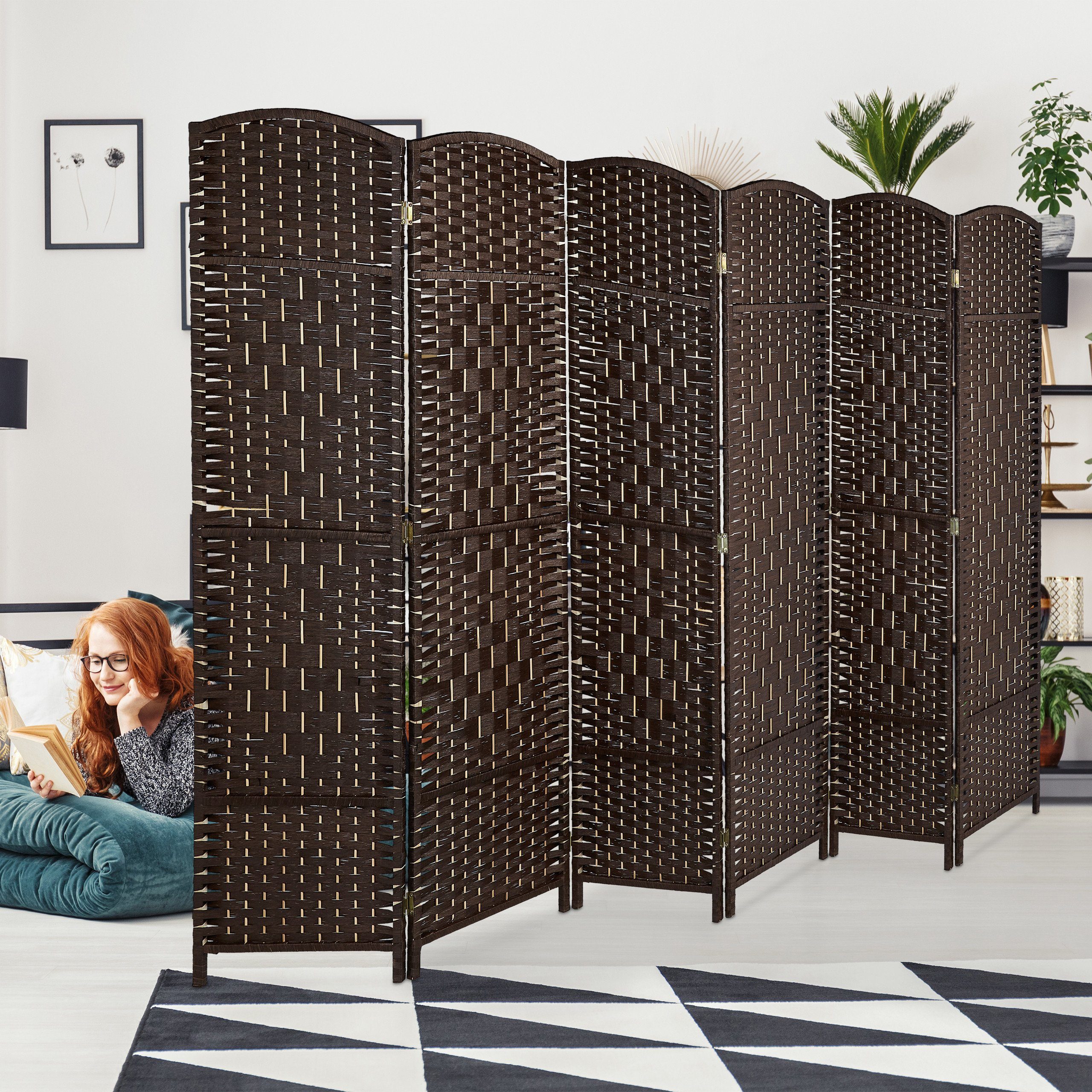 relaxdays Paravent Raumteiler 6 teilig, Braun günstig online kaufen