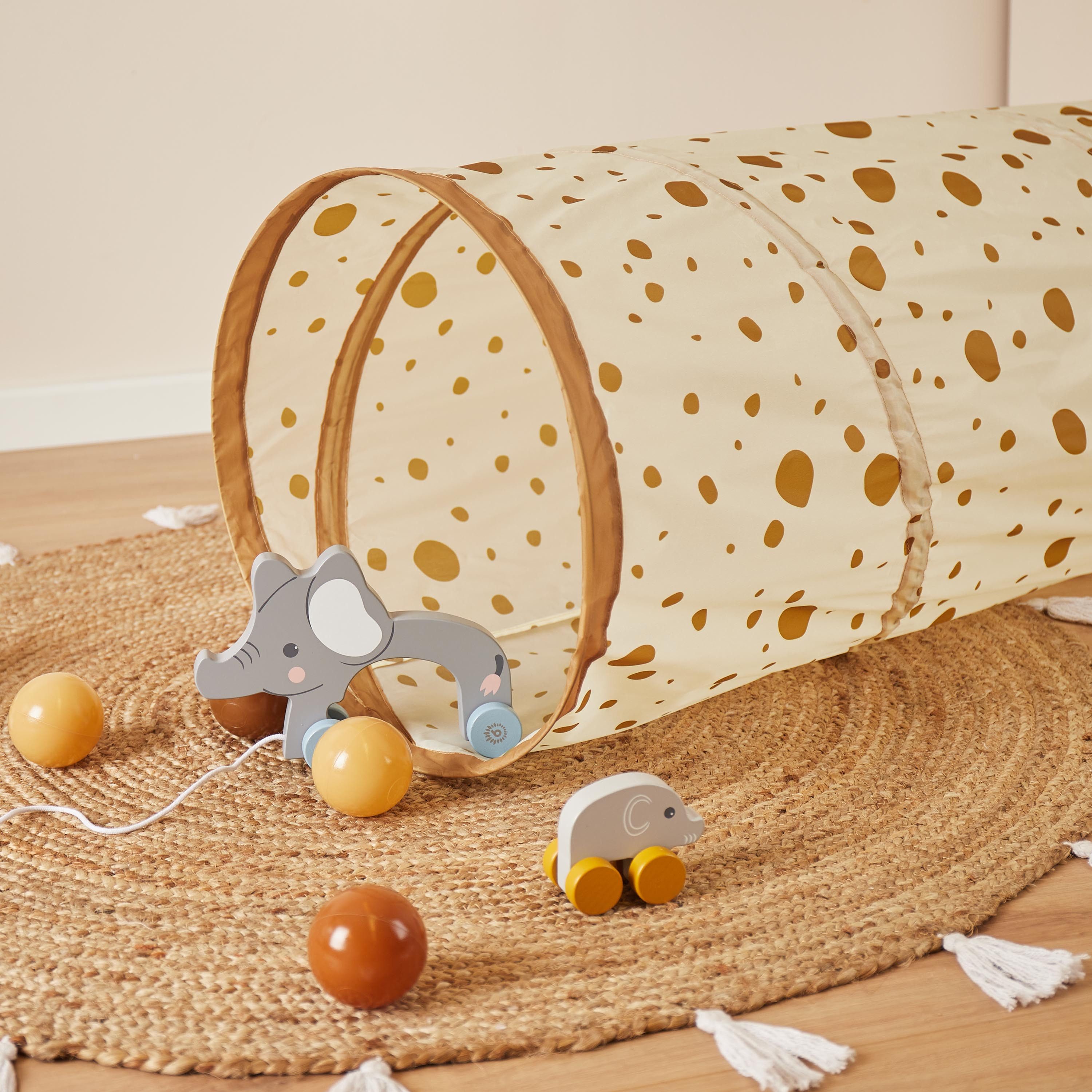 BIECO Spieltunnel XXL Krabbeltunnel Dots ab 1 Jahr Spieltunnel Kind Baby