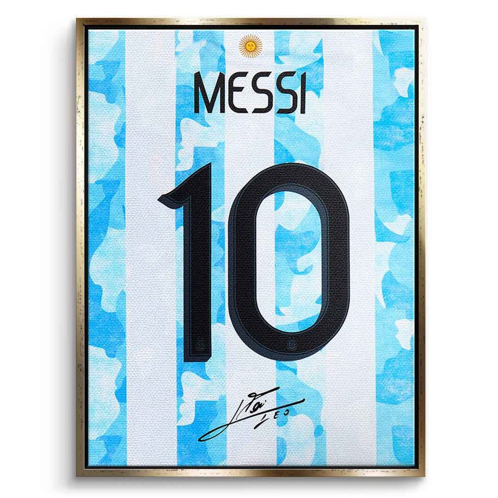 DOTCOMCANVAS® Leinwandbild Messi, Leinwandbild Lionel Messi Fußballspieler 10 Argentinien Wandbild