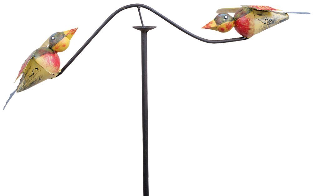 matches21 HOME & HOBBY Gartenstecker Windspinner mit 2 Vogel Figuren Metall Erdspieß 120 cm (1-St) Widerstandsfähig & witterungsbeständig, jedoch nicht frostsicher!