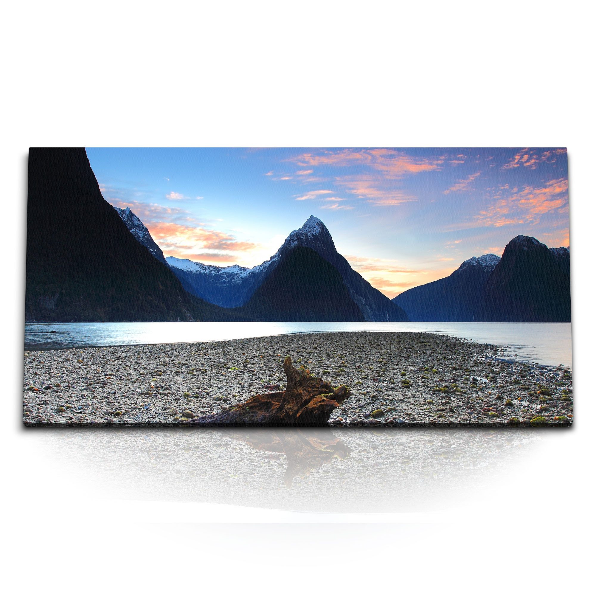 Leinwandbild Kunstdruck Bilder 120x60cm Berge Bergsee See Natur Berggipfel Sonnenun