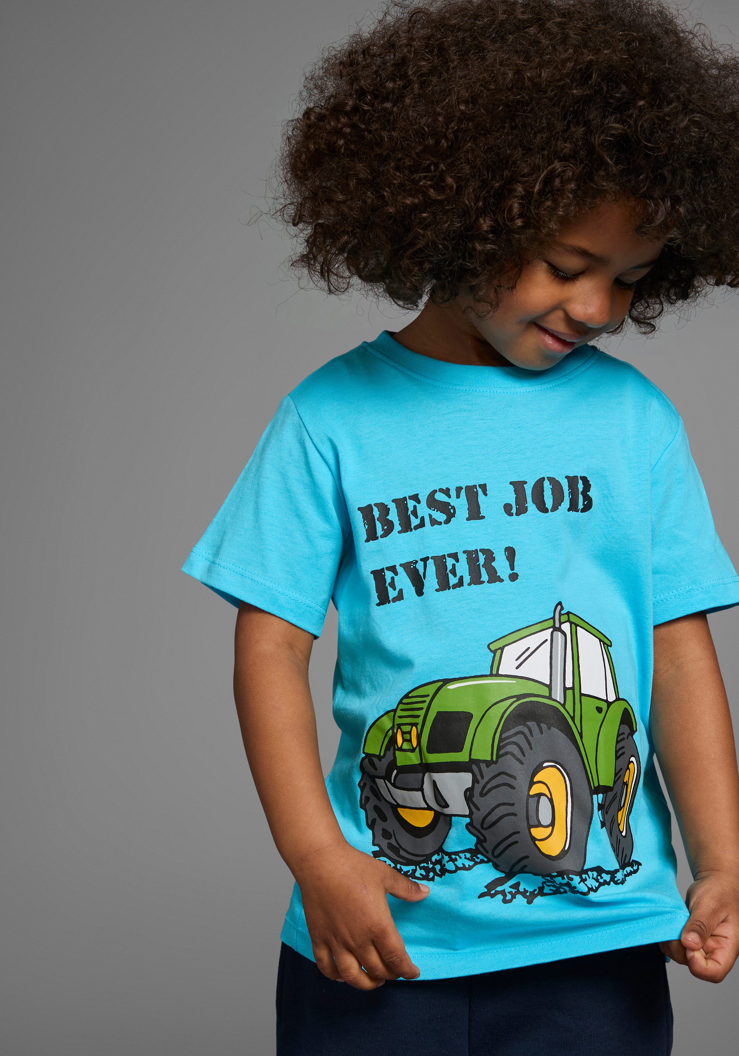 KIDSWORLD T-Shirt BEST JOB EVER! (Packung, 2) kurzärmelig, bedruckt, Rundhalsausschnitt, aus Baumwolle