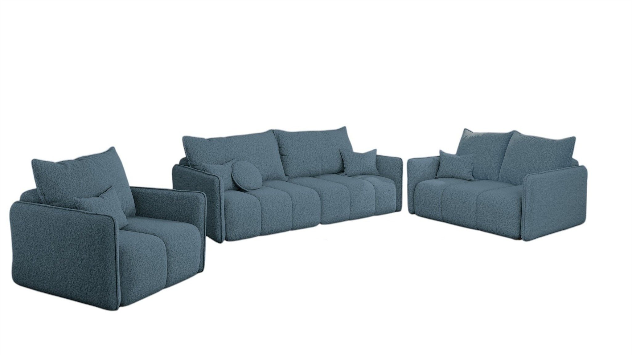 Fun Möbel Polstergarnitur Sofa-Set MORGANO 3-2-1 Sofagarnitur in Stoff Abriamo, (3-tlg), 3-Sitzer mit Schlaffunktion