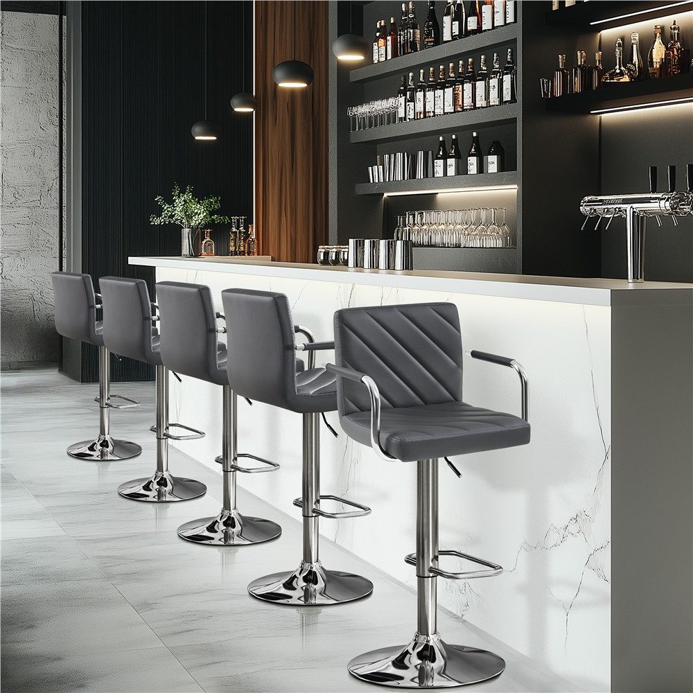 Yaheetech Barhocker 2/4-er Set (2 St), Höhenverstellbarer Barstuhl mit Armlehnen, Sitzhöhe 62,5 cm – 84,5 cm