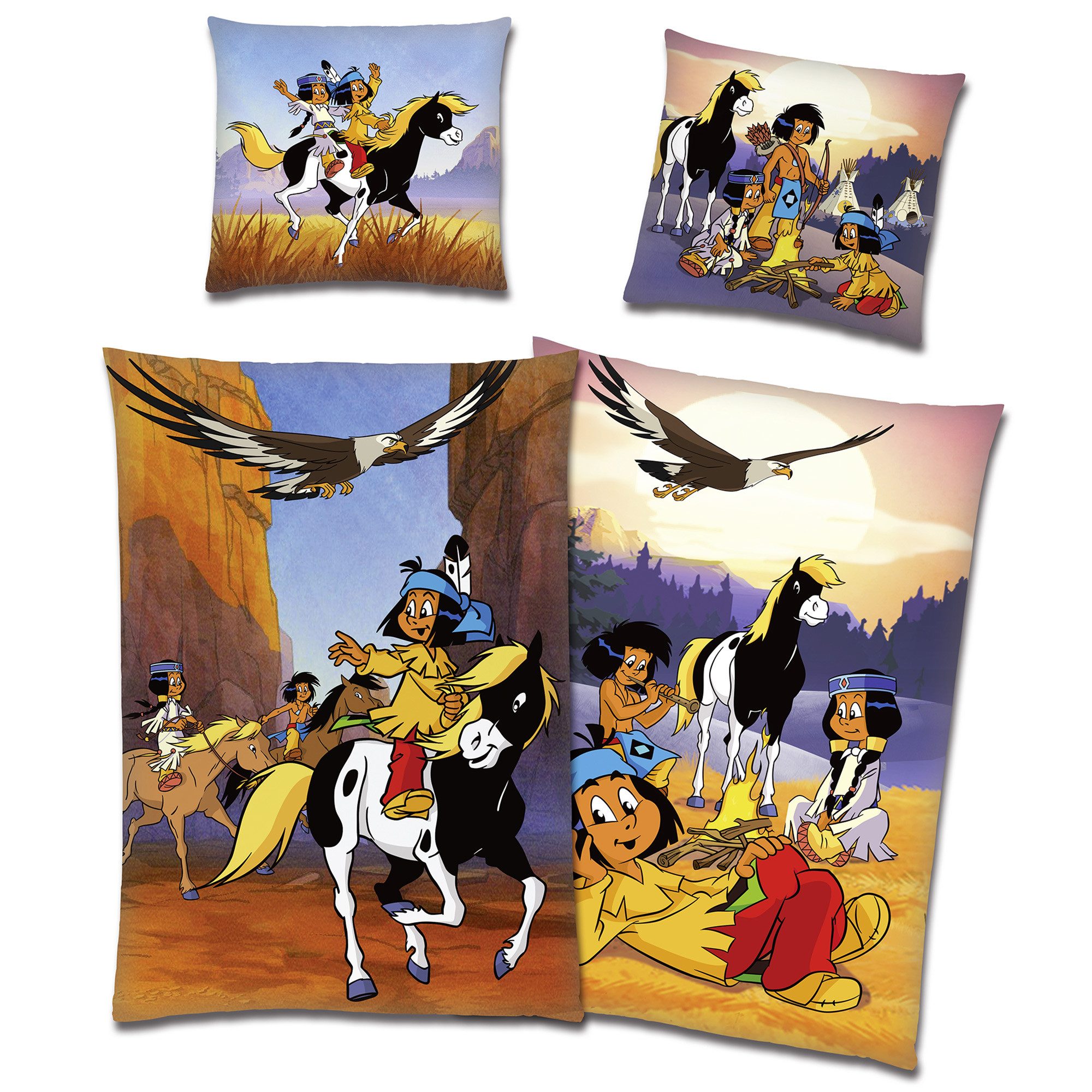 BERONAGE Kinderbettwäsche Yakari Lagerfeuer Bettwäsche Biber / Flanell Pony günstig online kaufen