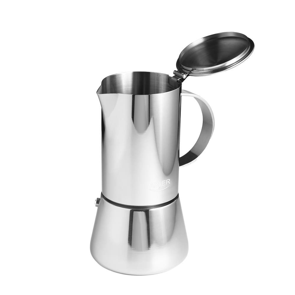Adler Espressokocher, Espresso Kaffeemaschine, 350ml, Spülmaschinenfest, Edelstahl, silber