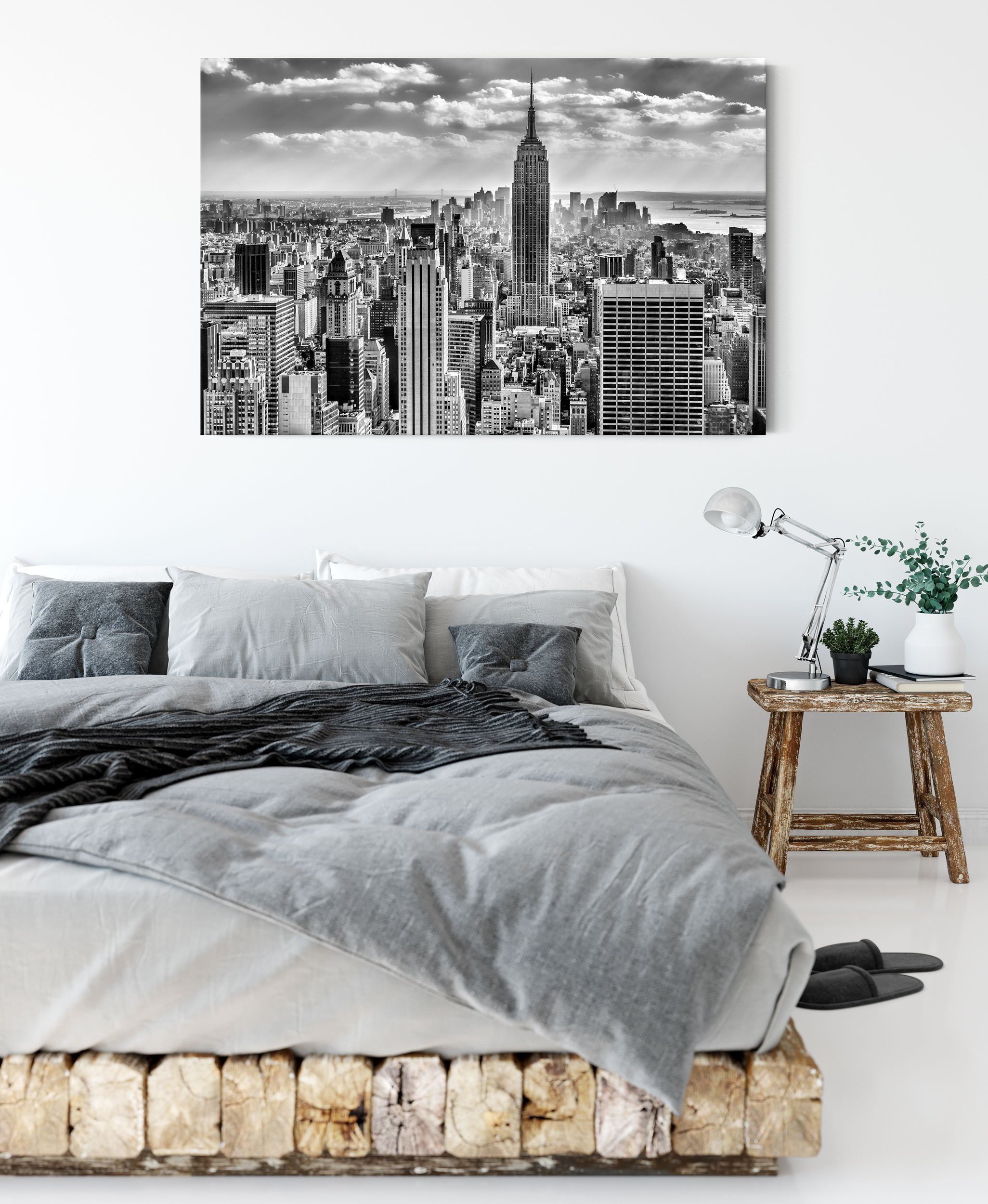 Leinwandbild Pixxprint inkl. bespannt, Zackenaufhänger New fertig Leinwandbild (1 Manhattan, York, New Manhattan St), York,