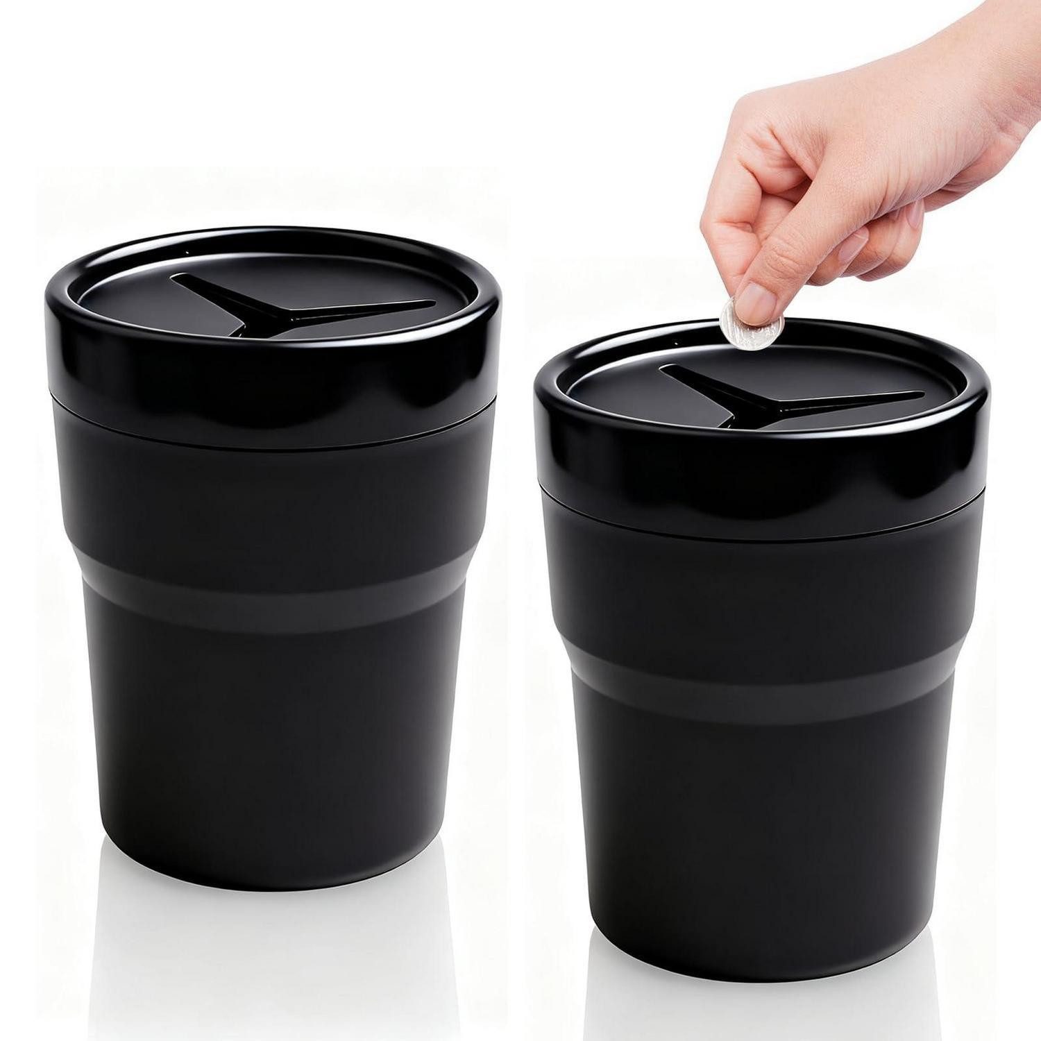 LuxusKollektion Becherhalter Münzhalter 2er Set universell für Auto Getränkehalter Mini Mülleimer
