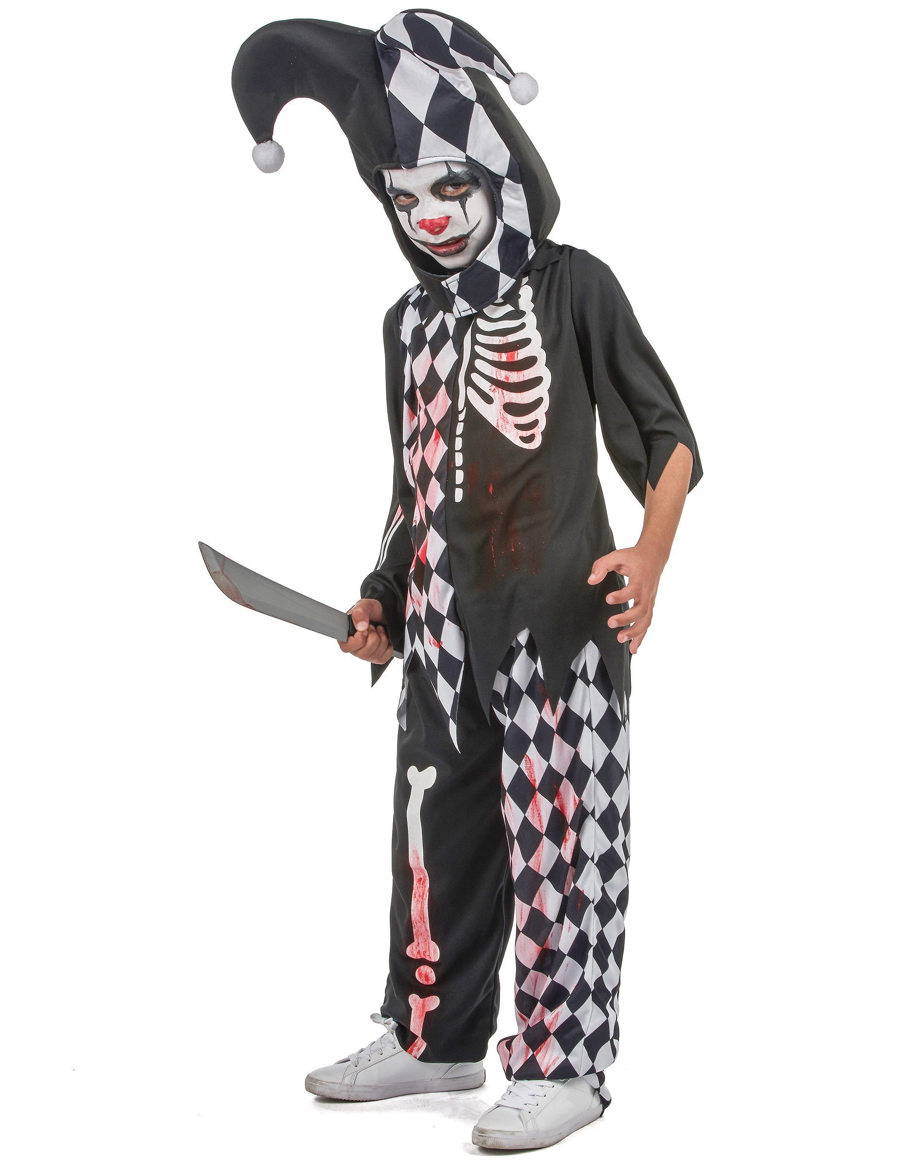 JADEO Kostüm Horrorclown-Kostüm für Jungen schwarz-weiss-rot