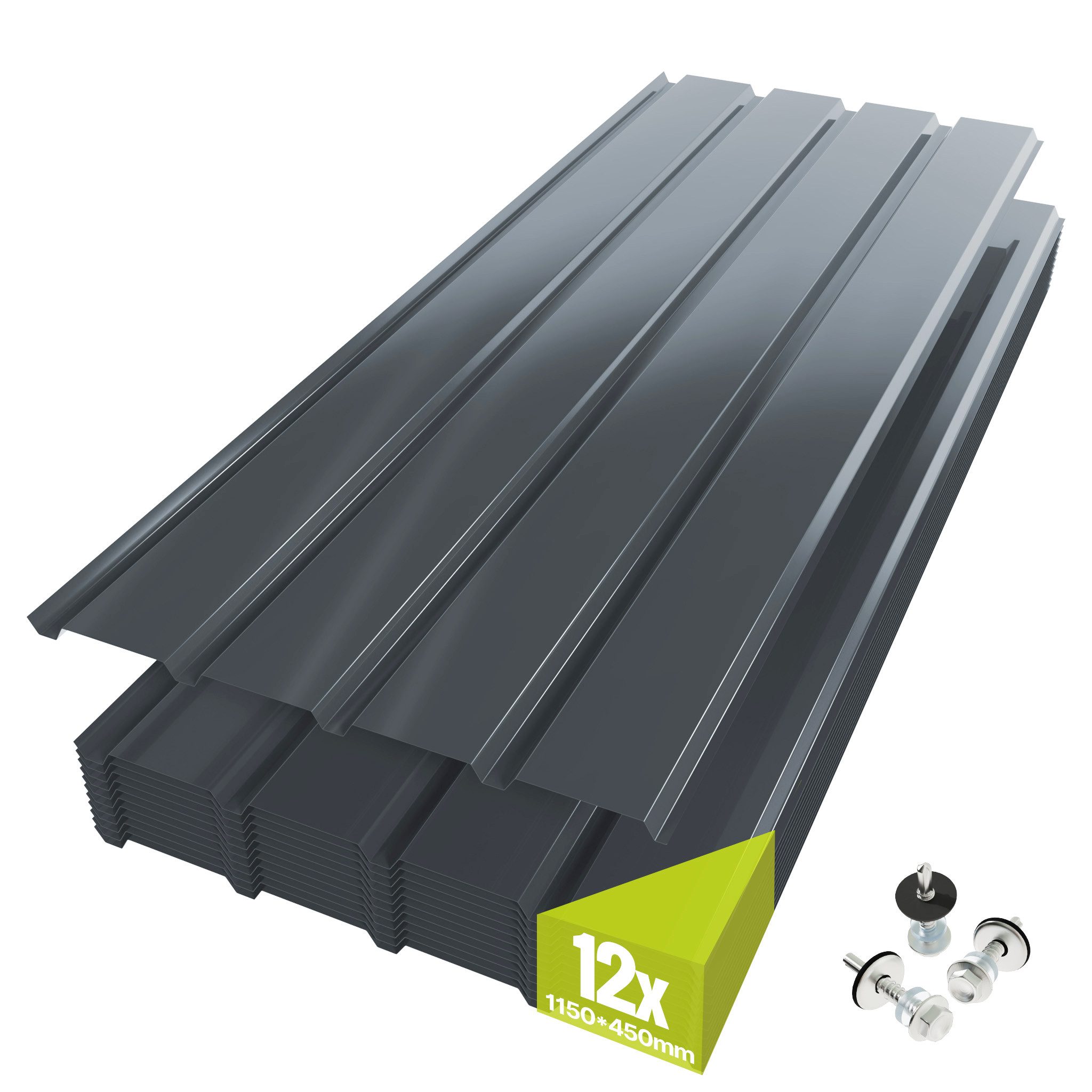 Mondeer Wellplatte Dachplatten(12-tlg), (12-St., inkl. 100 Schrauben), Trapezblech-Set, 6 m² Abdeckfläche, 115*45cm, Hellgrau