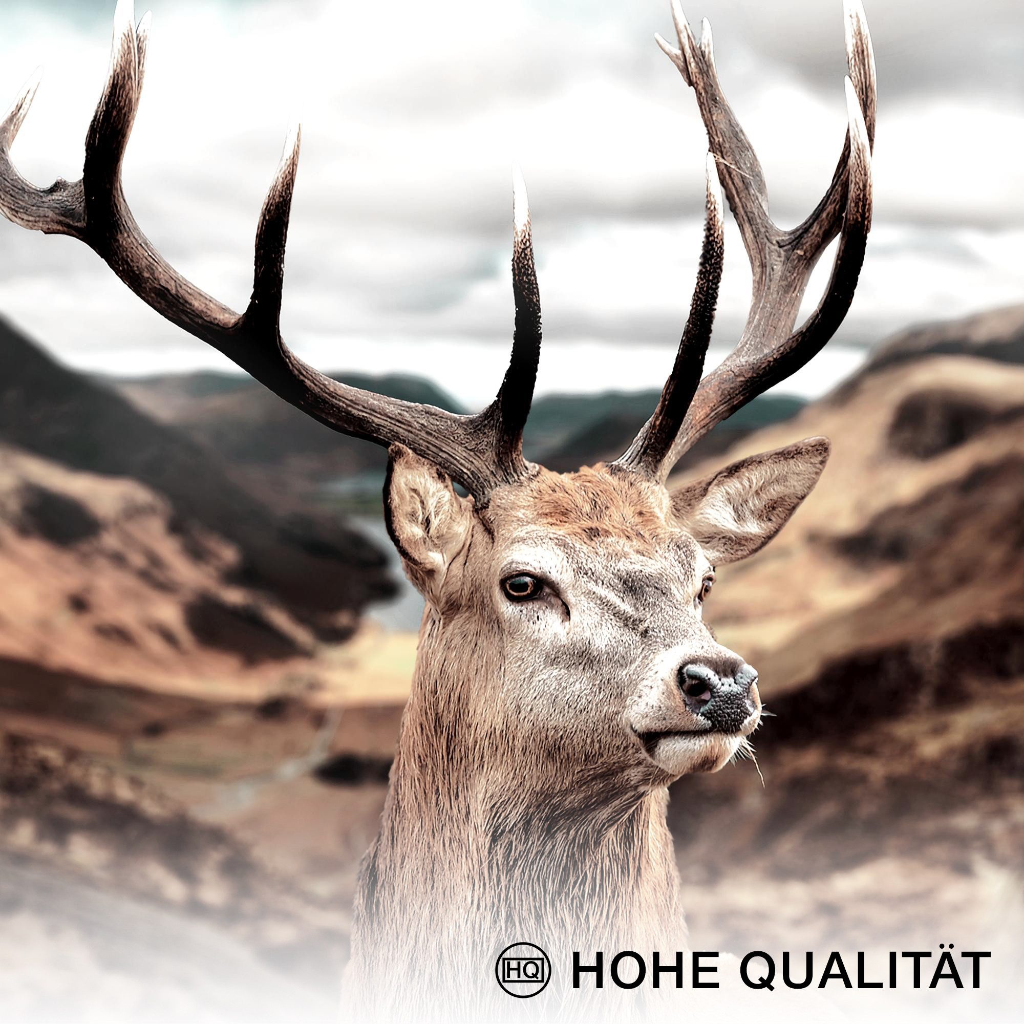 Novart Wandbild Wandbilder Set Wohnzimmer Wald Hirsch Natur Berge