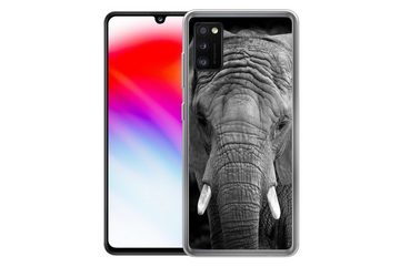 MuchoWow Handyhülle Porträt eines Elefanten in Schwarz und Weiß, Handyhülle Samsung Galaxy A41, Smartphone-Bumper, Print, Handy