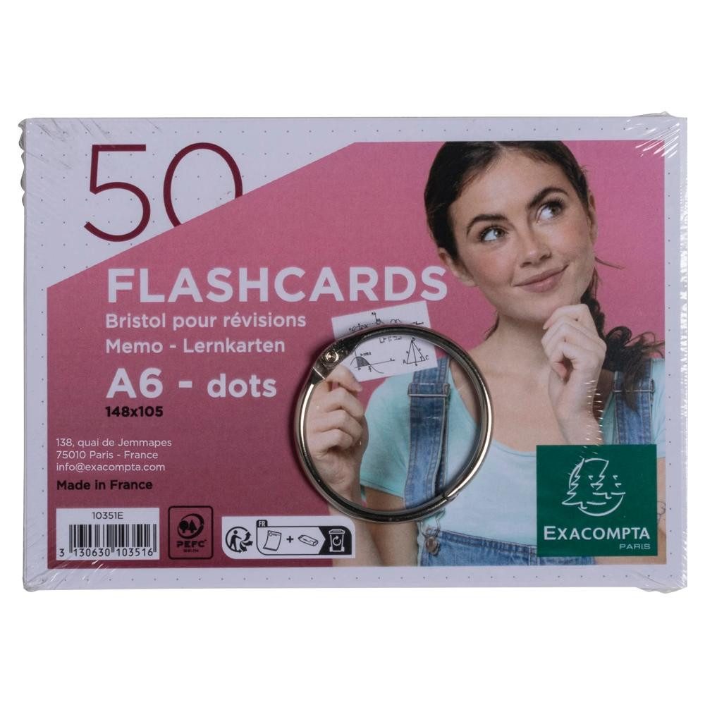 EXACOMPTA Karteikarten Exacompta Flashcards A6 punkt 50St/Pk weiss