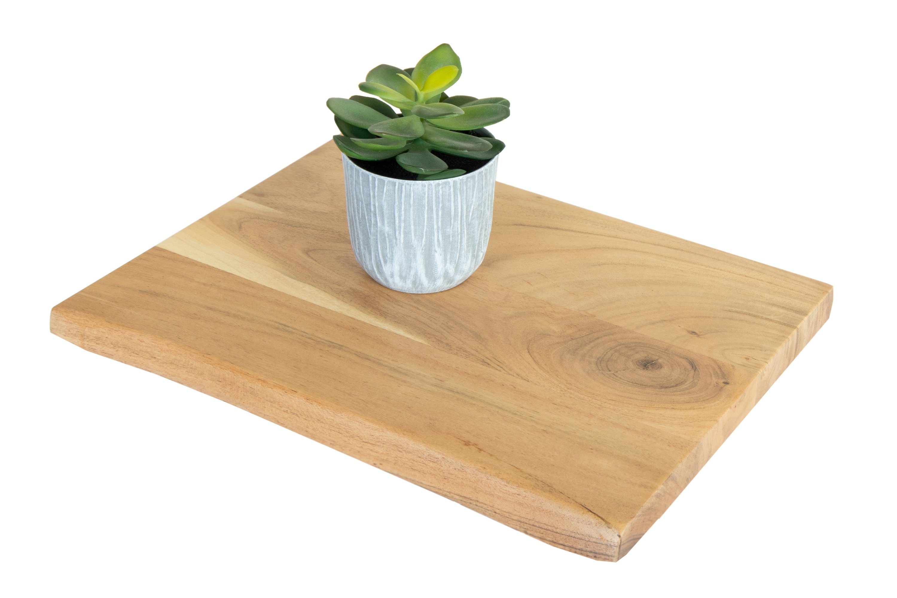 Junado® Wandregal Arya, Holzplatte, Akazienholz, Baumkante, verschiedene Größen