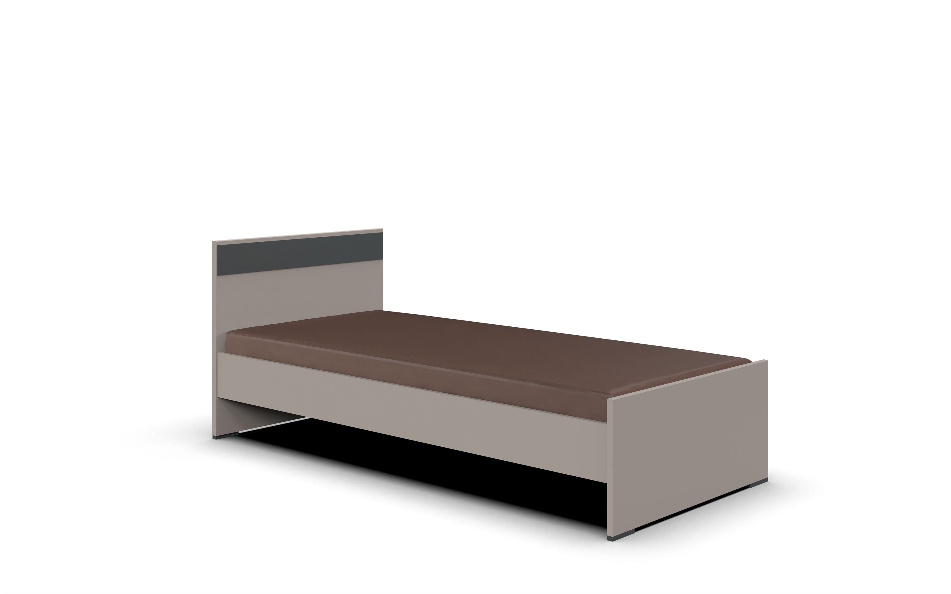 freiraum Bett BAHAMAS, in GRAFIT + SAHARAGRAU - 96x80x210cm (BxHxT)