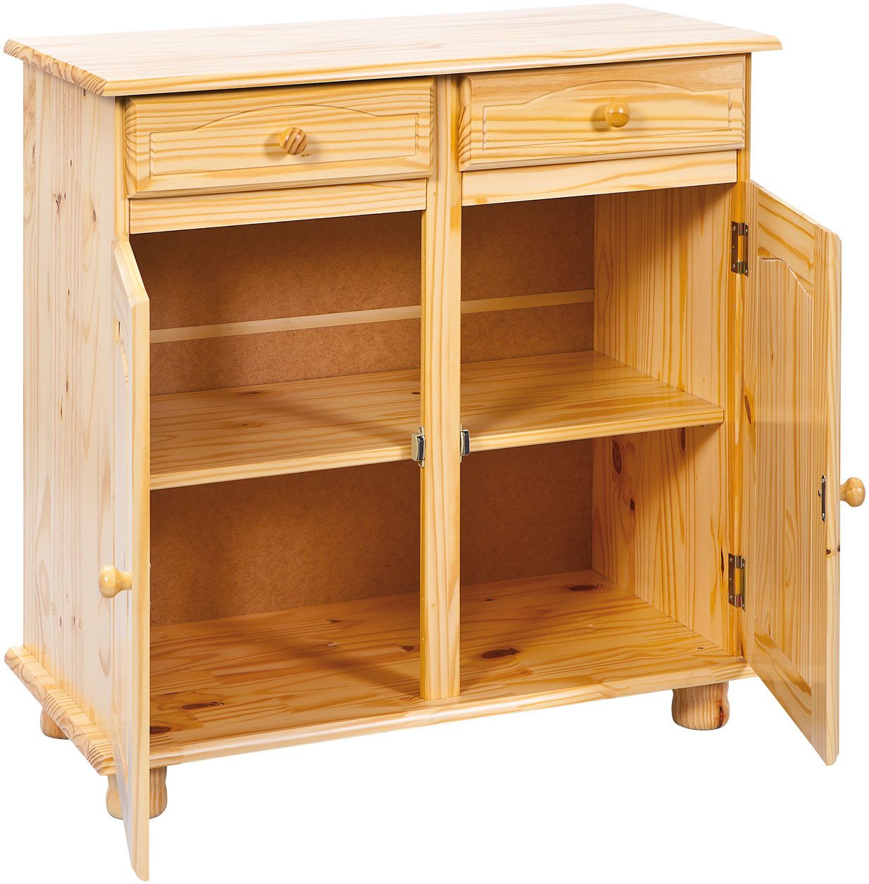 Inter Link Anrichte Alpine Living Kiefer Massivholz, Kommode mit 2 Türen 2 Schubladen (1 St), Sideboard im Landhausstil, BxTxH: 88 x 43 x 87 cm