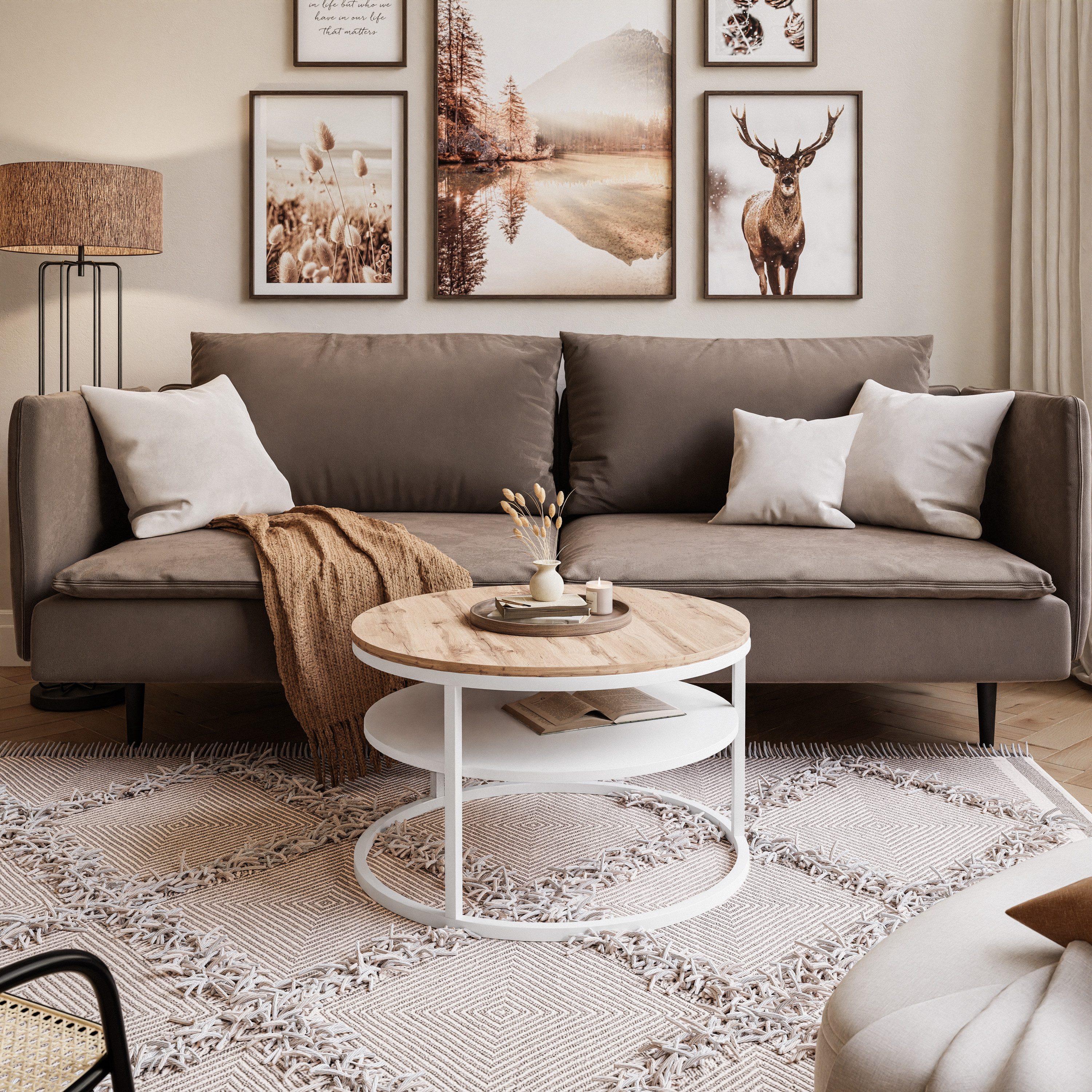 Lookway Couchtisch CIRI SLIM LOFT mit Ablage (1 Tisch), Durchmesser: ⌀ 60 c günstig online kaufen