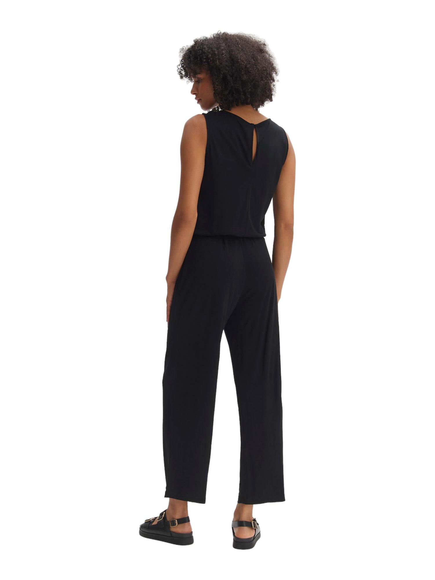 OPUS Jumpsuit schwarz, Freizeit, Viskose, Unifarben, Rundhals, Ärmellos, Wide Leg
