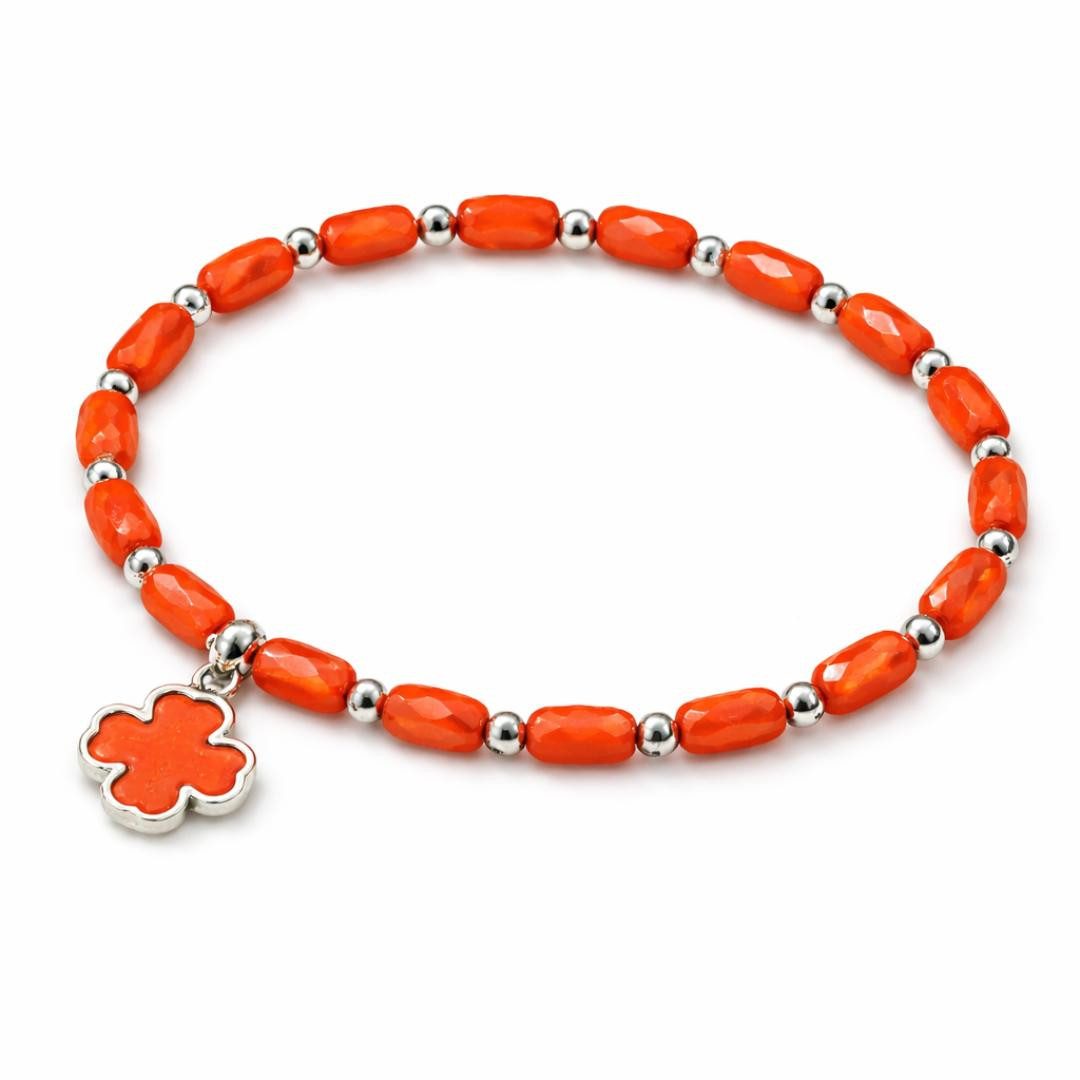 ZUKUNFTSENKEL Edelstahlarmband Edelstahl Armband mit Kleeblatt Anhänger (Trendiges Geschenk für Frauen Damen), Elastische Armkette mit Gummizug