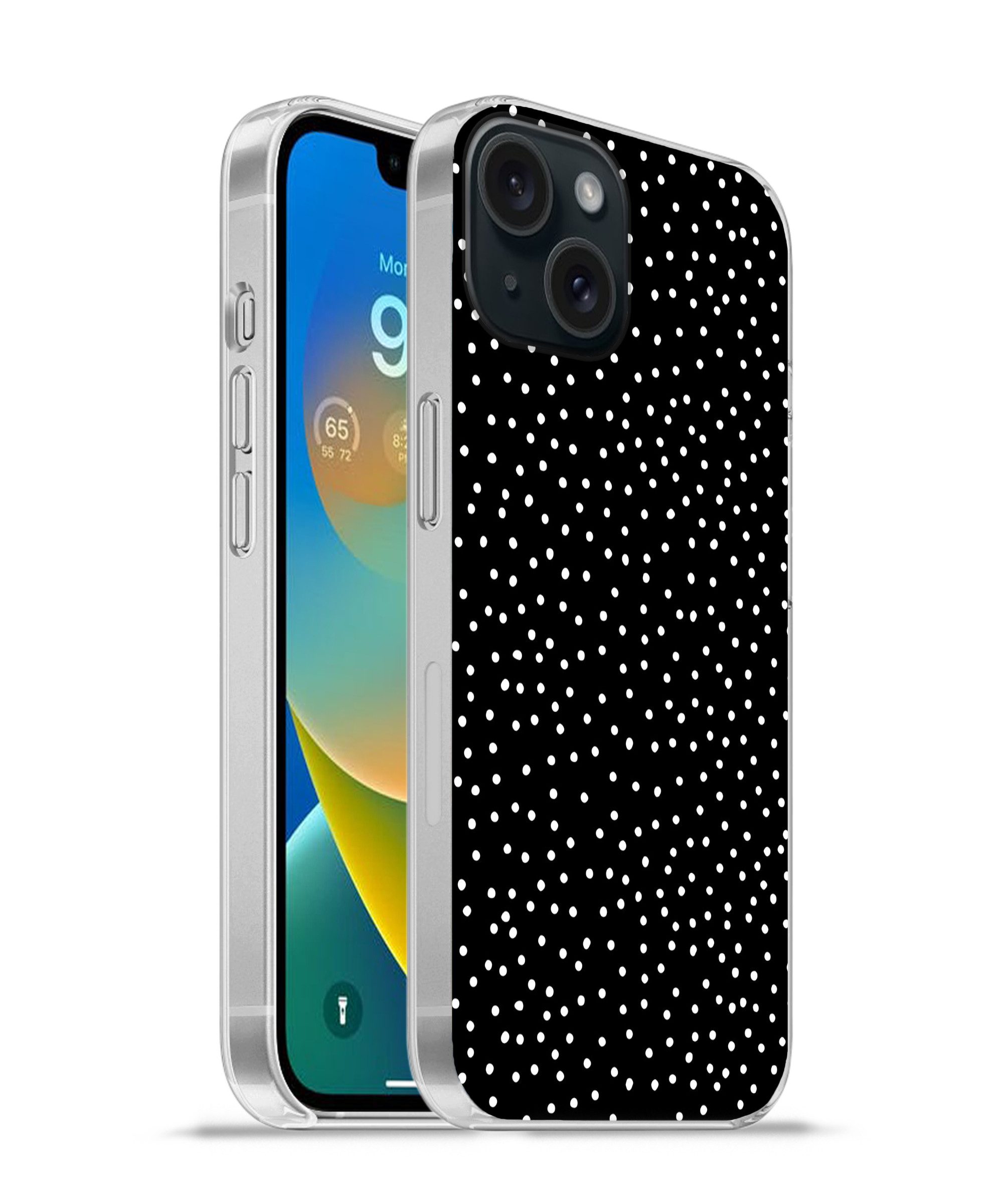 Handyhülle für Apple iPhone 15 Polka dots - Schwarz - Weiß