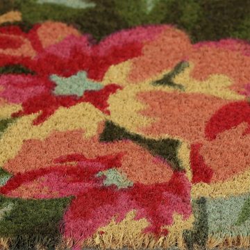 Fußmatte Kokos Fußmatte Blüten, relaxdays, Höhe: 15 mm